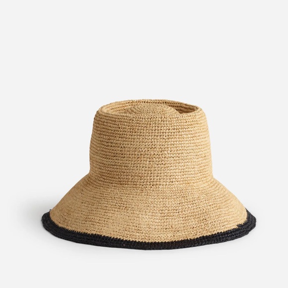 MADEWELL Bucket / Lantern Hat Two-tone Tan and Black Woven Hat Size S/M NWOT - Picture 1 of 6
